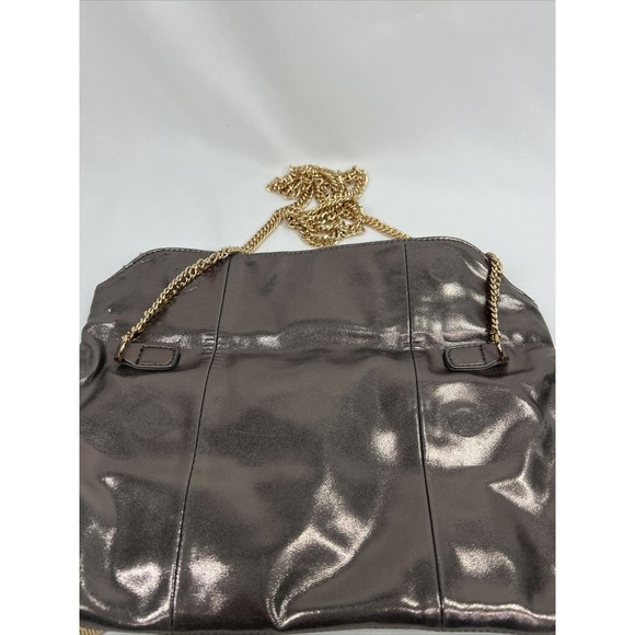 Expression Iridescent Silver￼ Purse Folds To Clutch Shoulder Bag Chain Magnet - Picture 8 of 8